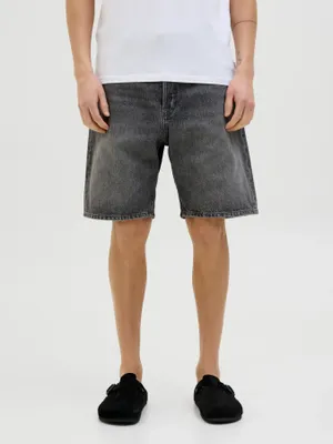 Svarta stonewash shorts för män