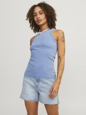 Women's blue ribbed linen