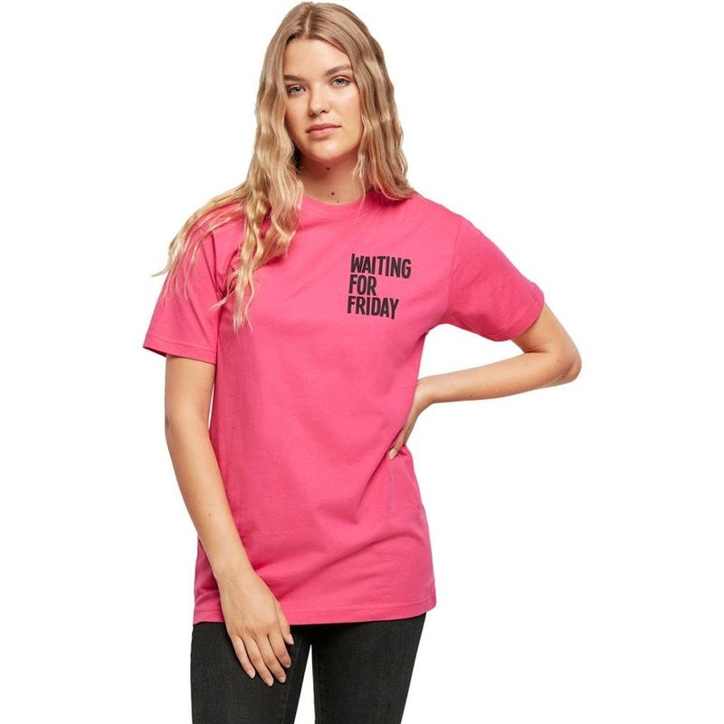 Venter på fredag ​​lyserød T-shirt dame