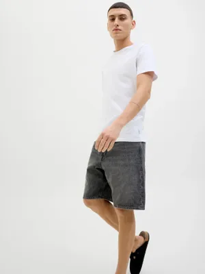 Svarta stonewash shorts för män