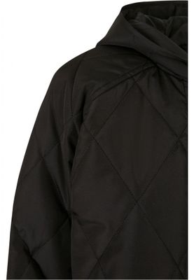 Ladies Oversized Diamond Quilted Hooded Coat