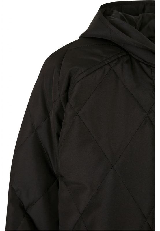 Ladies Oversized Diamond Quilted Hooded Coat