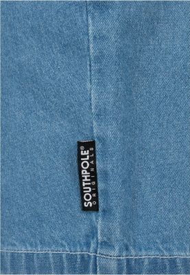 Jeansshorts med manchetter i taljen - blå