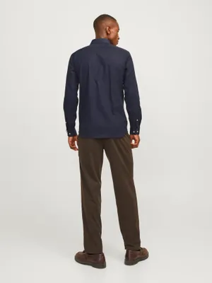 Slim fit skjorta med dobby-mönster