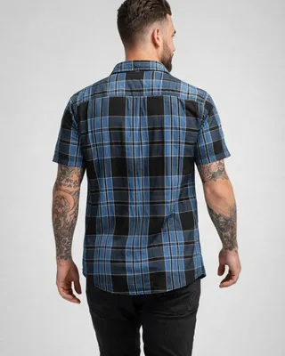 Roadstar Skjorta herr i indigo checked bomull – Brandit