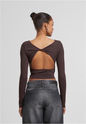 Skuren bak med öppen rygg Ladies Slim Fit Longsleeve med öppen rygg – varmbrun