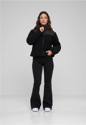 Short sherpa mix puffer jacket lady
