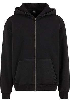 Vintage Heavy Zip Hoodie Huvtröja för herr – svart