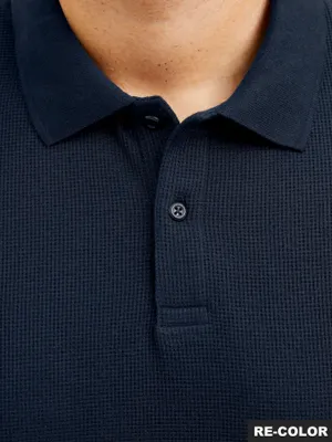 Mörkblå plus size pikétröja herr – Jack & Jones