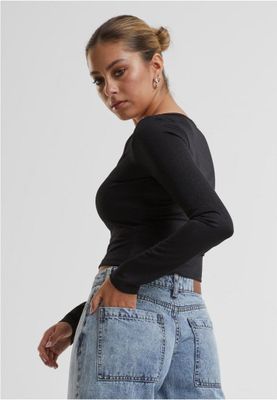 Ladies Glitter Square Neck Longsleeve
