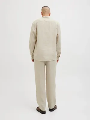 Beige linneskjorta herr