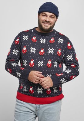 Blue fine knitted Christmas sweater men