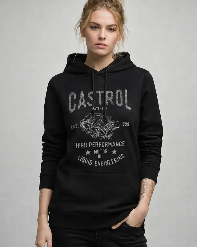 Castrol Motor Oil Girly Huvtröja dam i svart