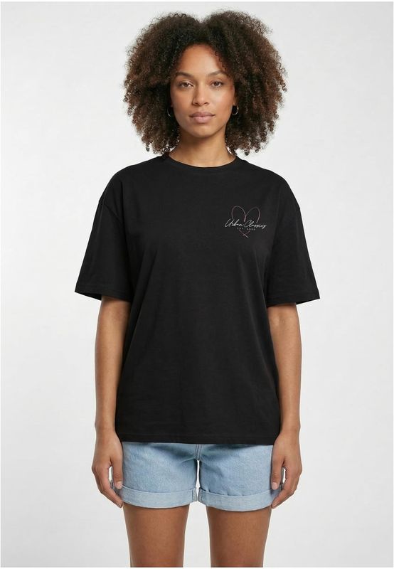 T-shirt för dam med hjärtformad logotyp – svart