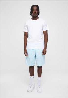 Light blue batik patterned terry shorts