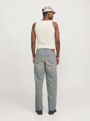 Ljusa stentvättade wide fit jeans herr  - DAVE