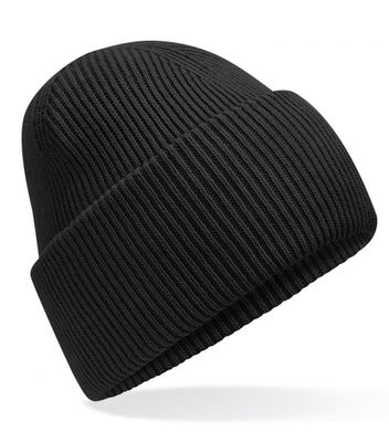 Klassisk strikbeanie med dyb skygge