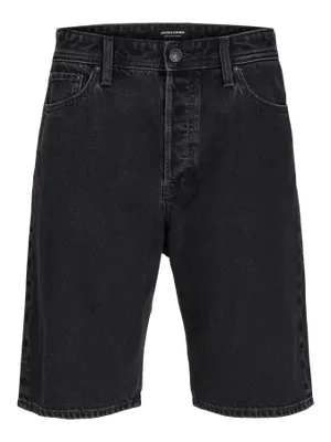 Baggy fit shorts i svart stonewash denim
