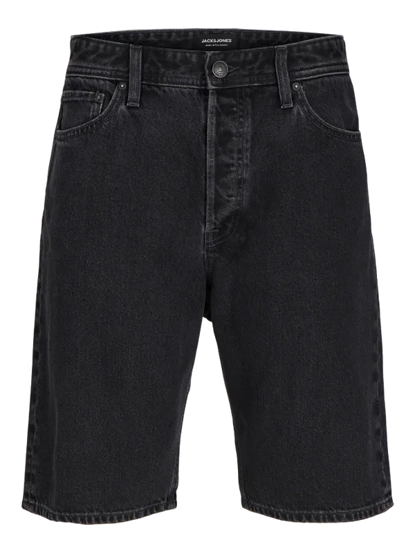 Baggy fit shorts i svart stonewash denim