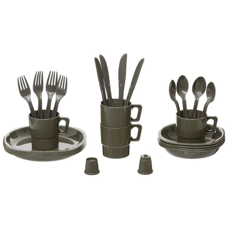 Camping plast bestik og tallerkener - 26 stk