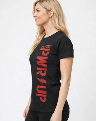 AC/DC - PWR-Up Vertical Logo Girly Tee