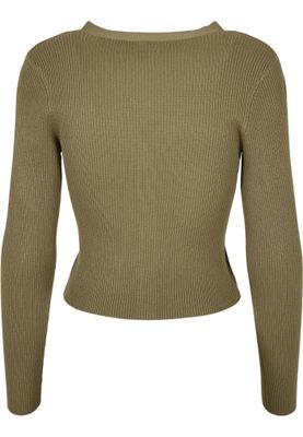 Ladies Short Rib Knit Cardigan