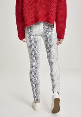 Tight stretch twill pants lady with snake pattern