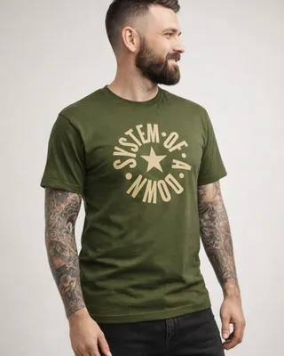 System of a Down Circle Star Logo T-shirt herr i olive