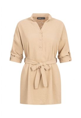 Beige tunic with tied waist