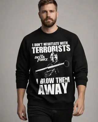 The Delta Force Chuck Norris I Blow Terrorists Away Sweat-shirt herr i svart