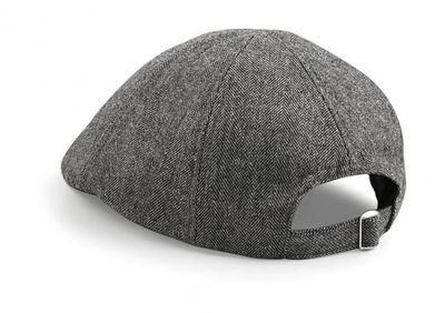 Flatcap "gubbkeps" mörkgrå fiskbensmönstrad