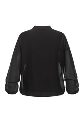 Chiffonbluse med stand-up krave og bindedetaljer