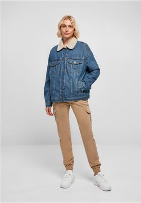 Ladies Oversized Sherpa Denim Jacket