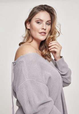 V-neck sweater with lace in the back lady