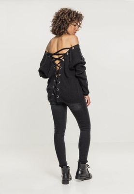V-neck sweater with lace in the back lady
