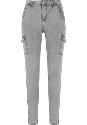 Gray cargo jeans with high waist for women