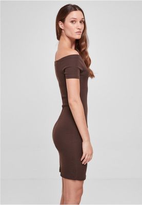 Ladies Off Shoulder Rib Dress
