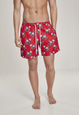 Røde badeshorts med roser