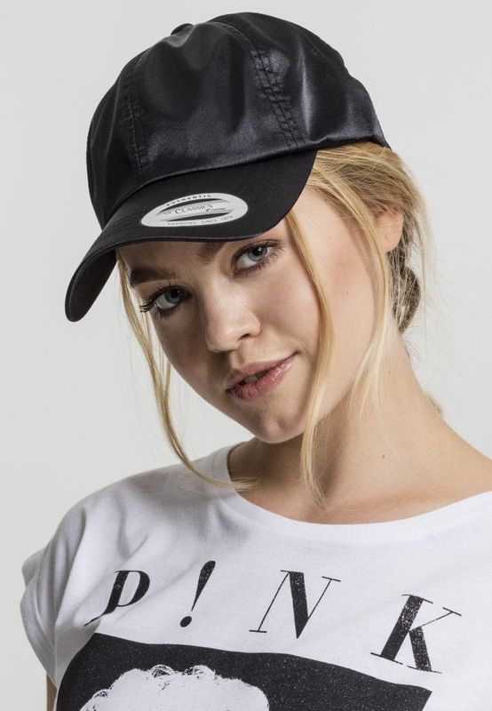 Low profile cap in satin fabric