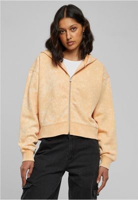 Ladies Short Oversized Towel Washed Zip Hoody