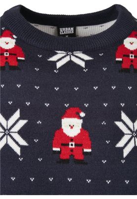 Blue fine knitted Christmas sweater men