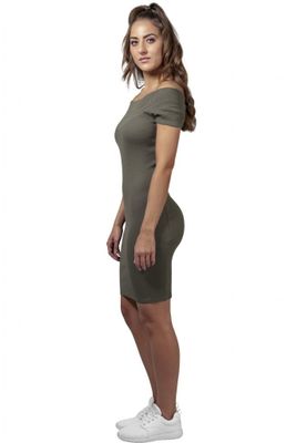 Ladies Off Shoulder Rib Dress
