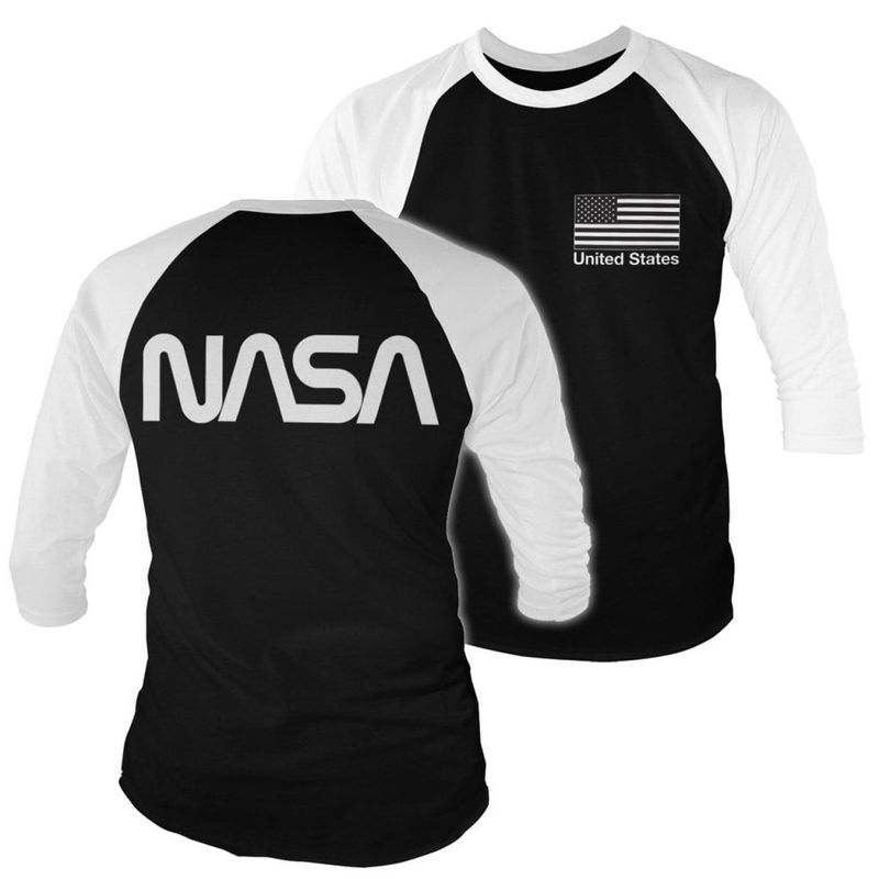 NASA black flag 3/4 baseball tee