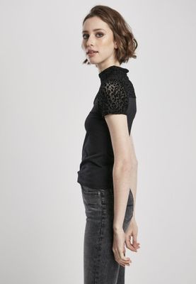Top with high neck and lace