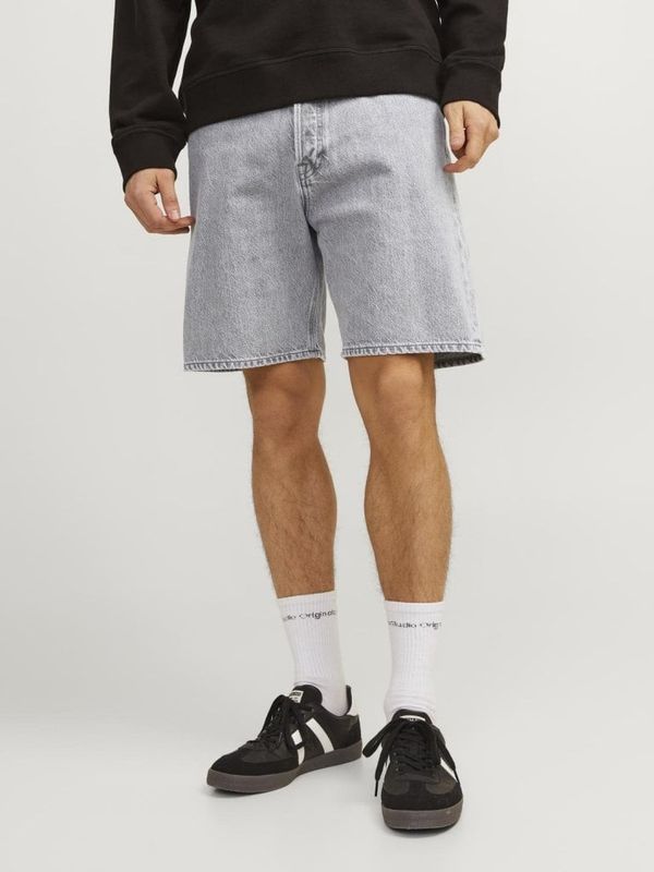 Lysegrå denimshorts i løs pasform