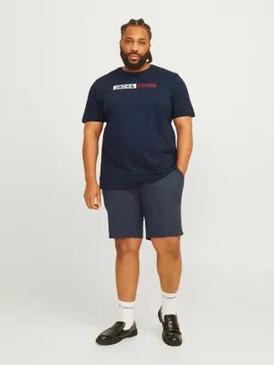 Jack & Jones Plus Size T-shirt med logotryck – Mörkblå