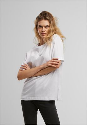 T-shirt med blomma broderad bröst regular – vit