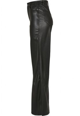 Black wide trousers in synthetic leather women