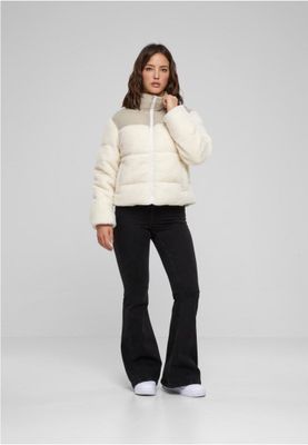 Short sherpa mix puffer jacket lady