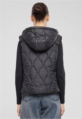 Women's lightweight quilted vest with hood